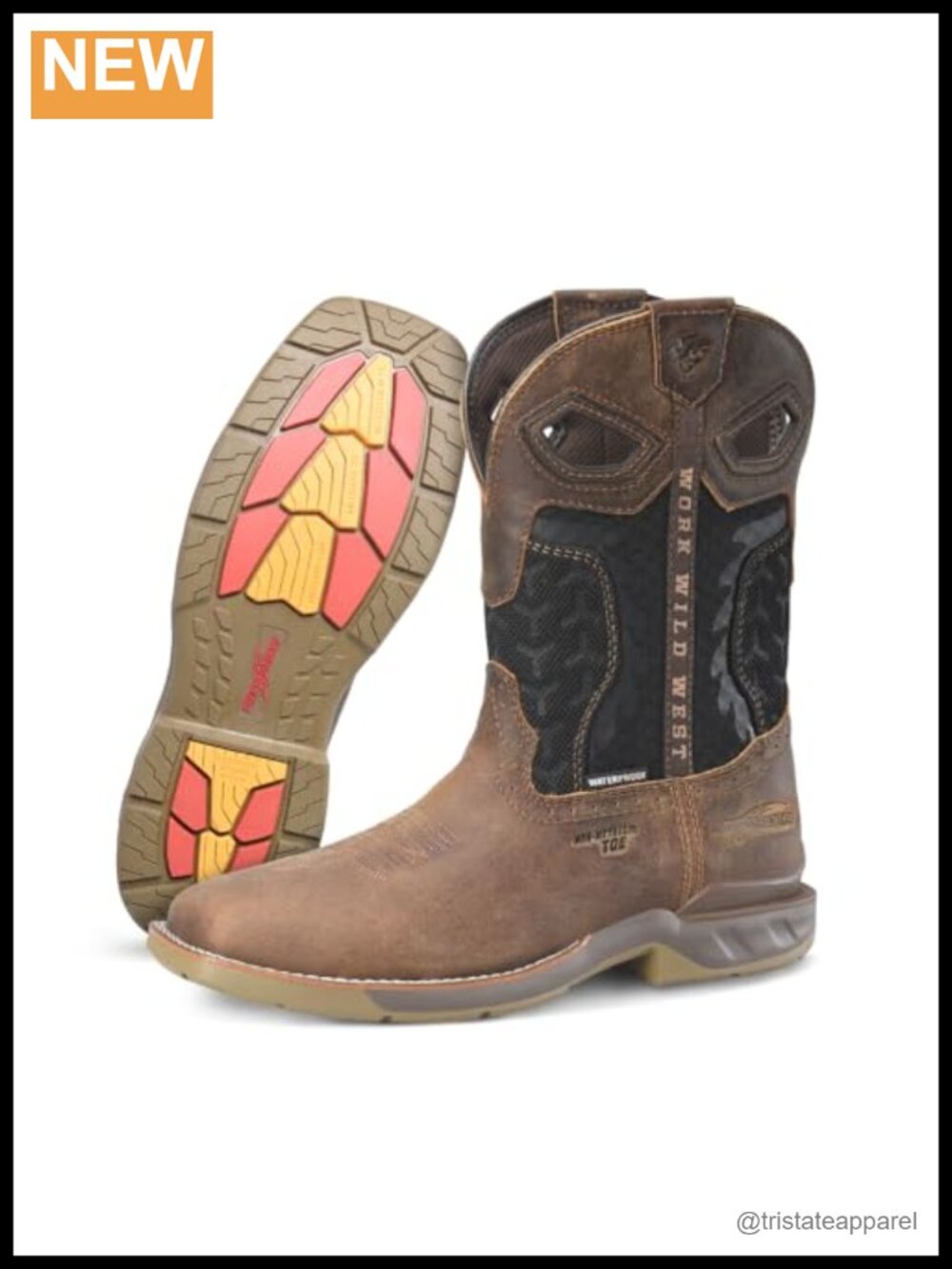 11" Waterproof Composite Toe Roper Work Boots Square Toe Leather